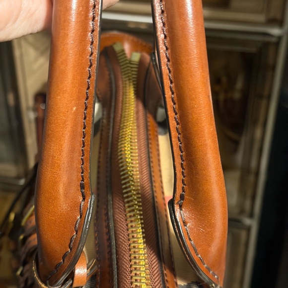 Burberry Gladstone 2 way Brown and Yellow nova check cloth and leather Satchel - Picture 13 of 14